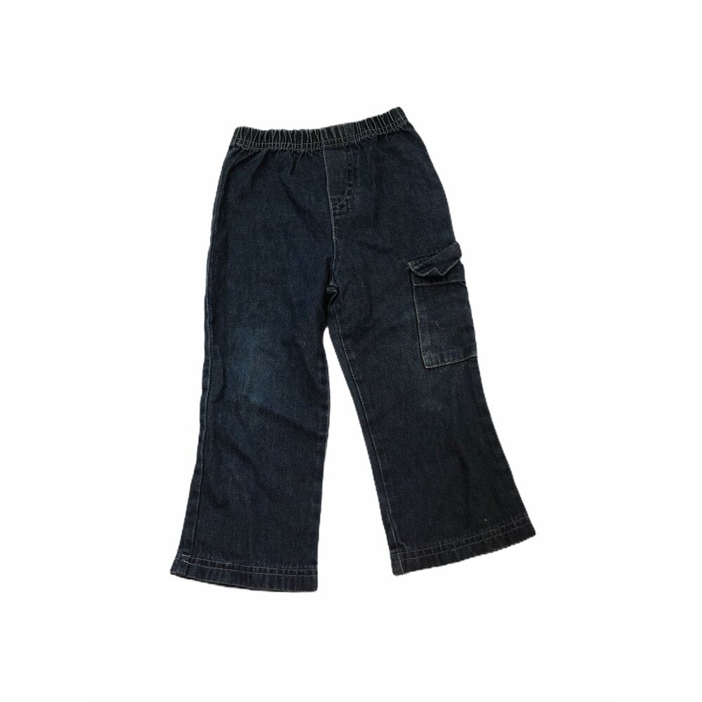 Toddler Girls Denim Blue Jeans‎ Size 2T Side Cargo Pocket Elastic Waist Durable